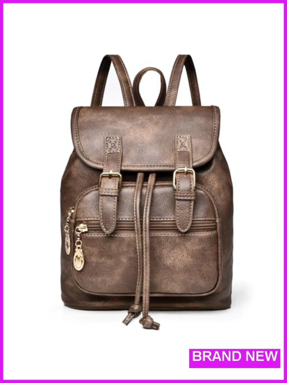 Mini Backpack Purse Faux Leather Lightweight Travel Daypack with Multiple
